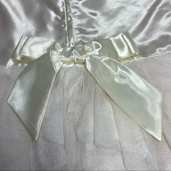 NWT ivory embroidery on satin with glittery tulle ruffle dress size 10